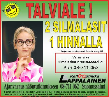 Silmälasien ostajalle Toiset silmälasit tai Aurinkolasit omalla voimakkuudella kaupanpäälle