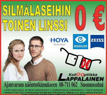 Nyt silmälaseihin 2 linssi 0 euroa